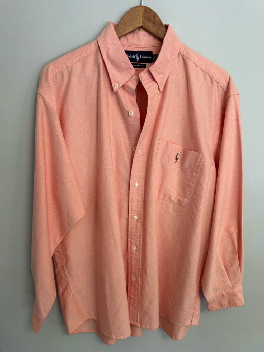 Ralph Lauren Classic Fit Oxford Button Down Shirt Salmon Size Large